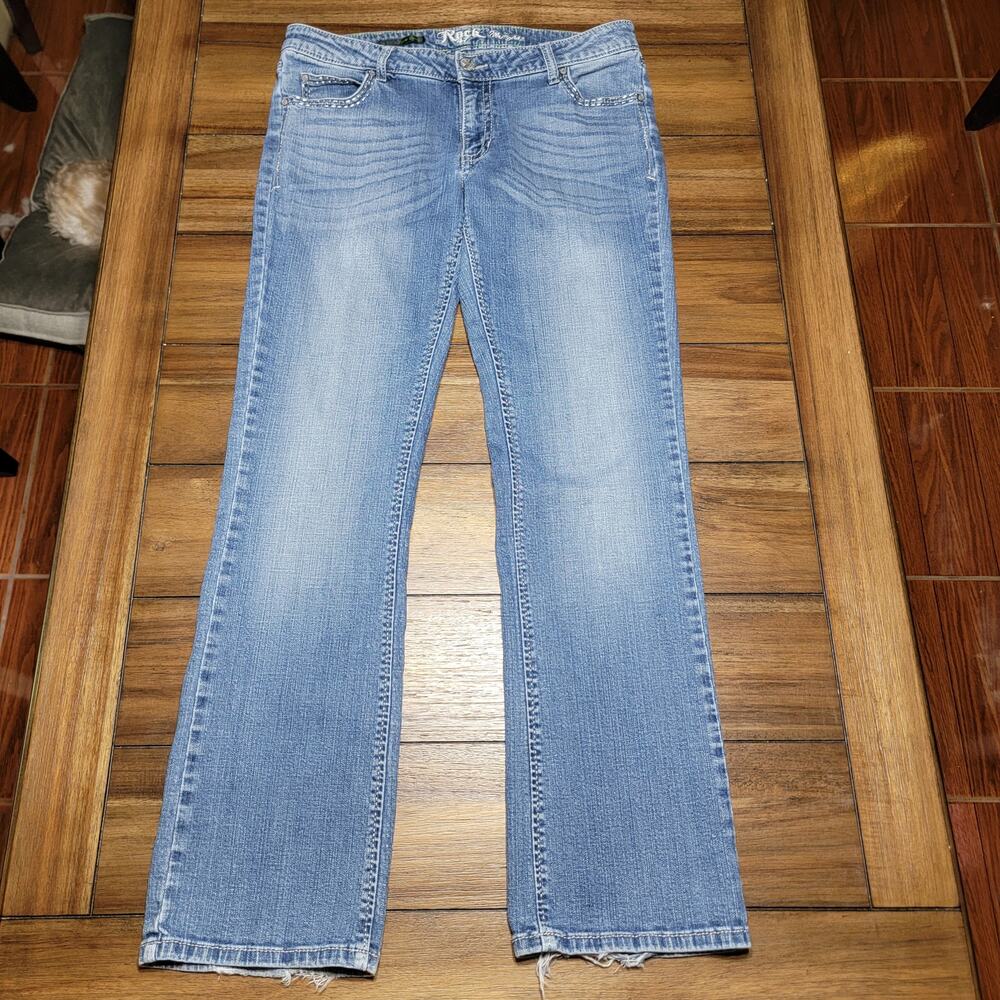 Rock 47 by Wrangler Ultra Low Rise Jeans w/ Pocket Bling - Size 31 X 32